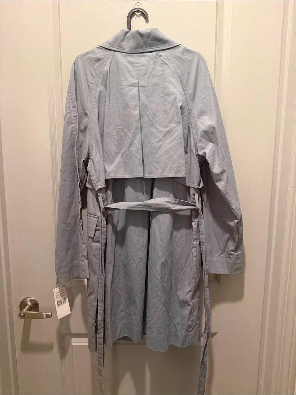 Bernardo Cotton Twill Trench Coat in Dusty Blue | Lightweight Trench Coat | Sz L - Picture 7 of 7